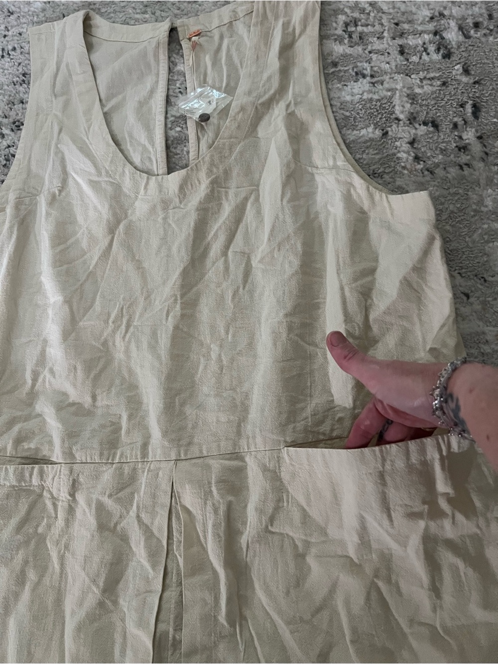 NWT Free people Cream linen Sleeveless Romper - Picture 5 of 8